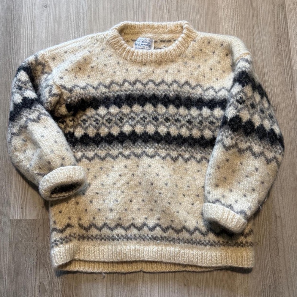 Cozy Cream and Black Wool Sweater